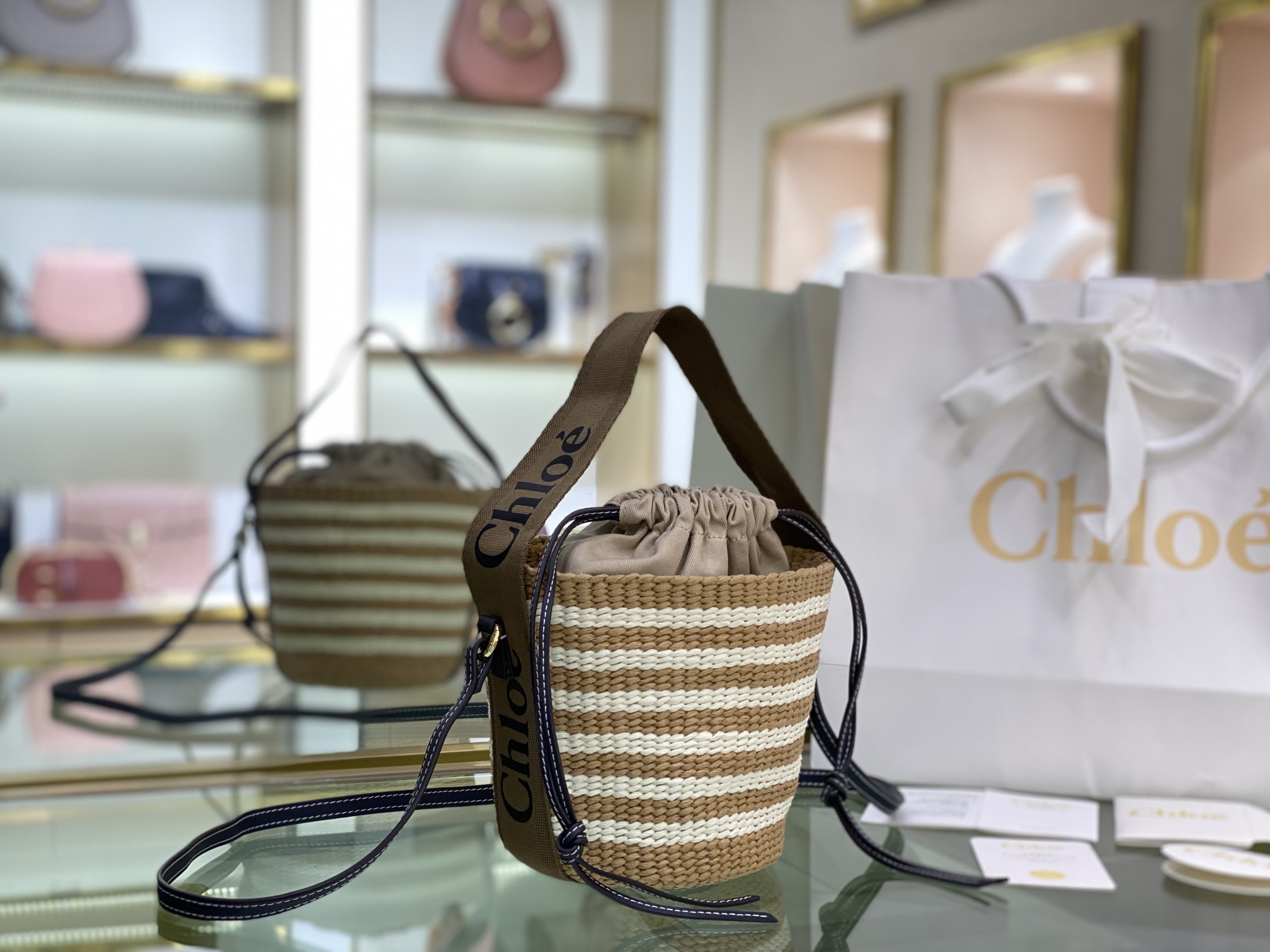 Chloe Small Woody Basket In Natural Fibers 